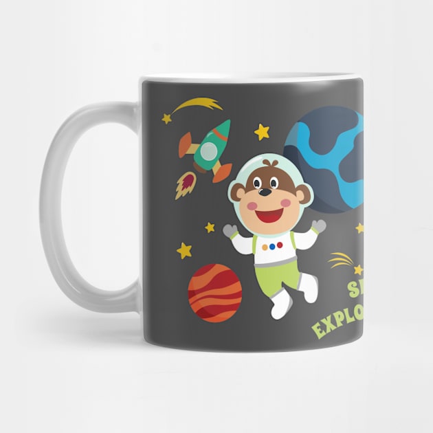 Space monkey or astronaut in a space suit with cartoon style by KIDS APPAREL